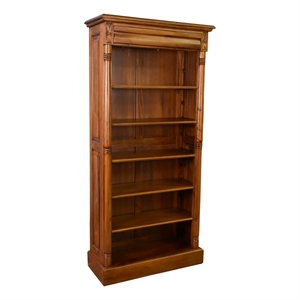 Pemberly Row Contemporary Open Bookcase in Light Brown Walnut