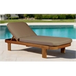 Pemberly Row Outdoor Solid Teak Wood Sun Lounger in Light Brown