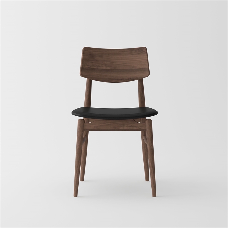 Pemberly Row Set of 2 Mid-Century Dining Chairs - Solid Black Walnut