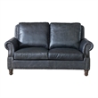 Pemberly Row English Rolled Arm Love Seat in Light Brown Leather