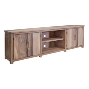 Pemberly Row Contemporary 93&quot Natural Parota Wood TV Stand in Brown