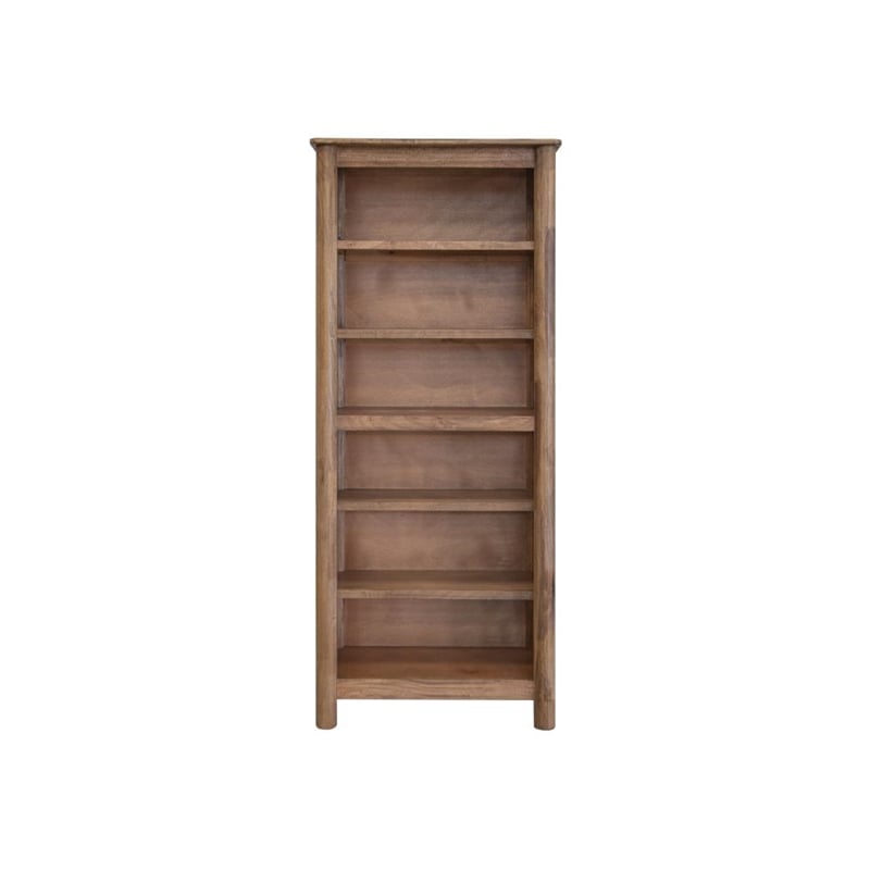 Pemberly Row Contemporary Solid Mango Wood Bookcase in Brown