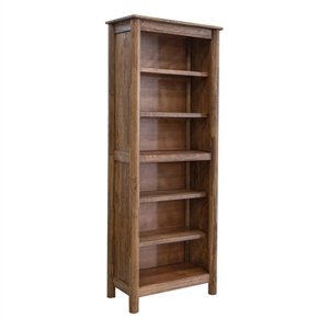Pemberly Row Contemporary Solid Mango Wood Bookcase in Brown