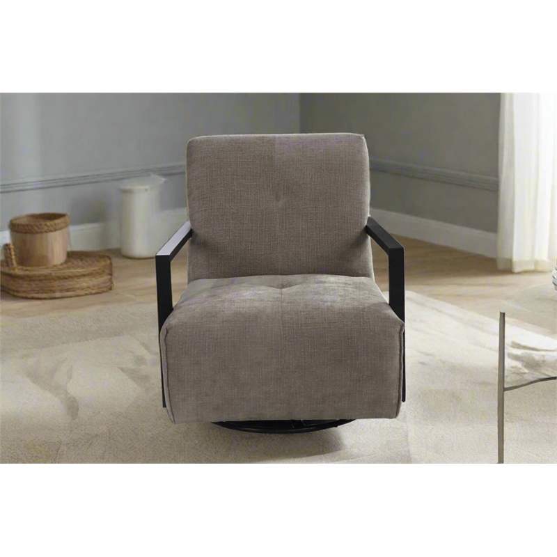 Pemberly Row Contemporary Swivel Fabric Upholstered Arm Chair in Gray