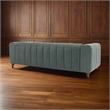 Pemberly Row Contemporary Top Grain Leather Sofa in Green Finish