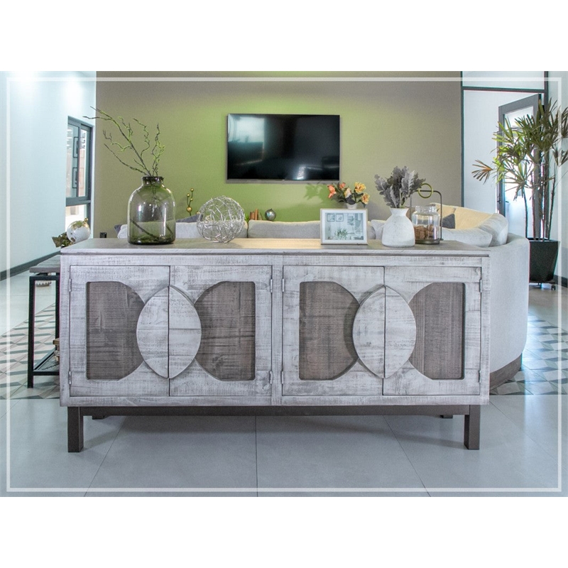 Pemberly Row Two-Tone Solid Wood Sideboard / Console in White