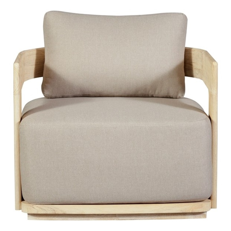 Pemberly Row Outdoor Solid Teak Wood Chair Natural Look in Gray