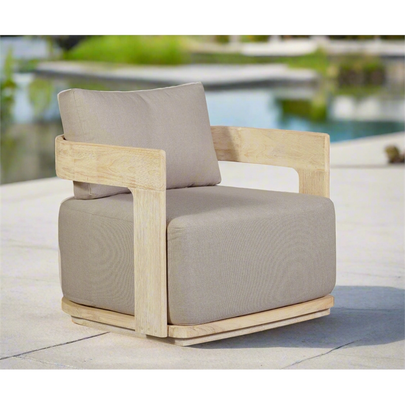 Pemberly Row Outdoor Solid Teak Wood Chair Natural Look in Gray