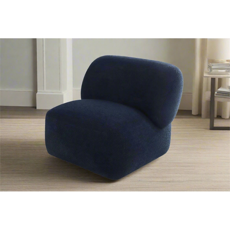 Pemberly Row Mid-Century Modern Swivel Livingroom Chair in Blue
