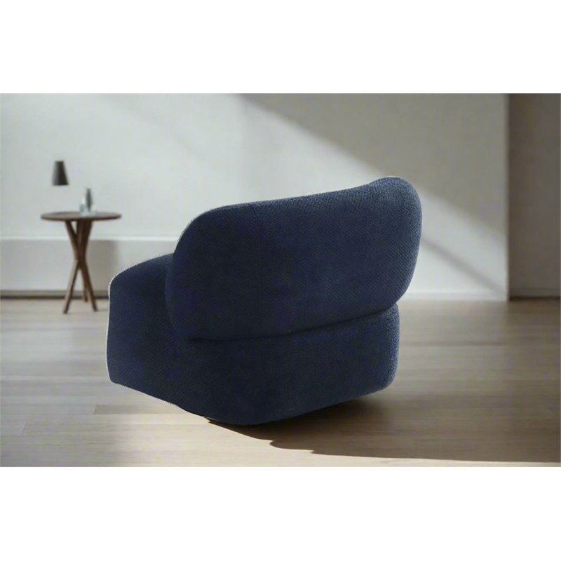 Pemberly Row Mid-Century Modern Swivel Livingroom Chair in Blue