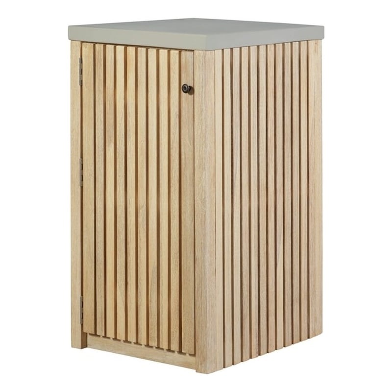 Pemberly Row Contemporary Outdoor Solid Teak Natural Look Wood Cabinet