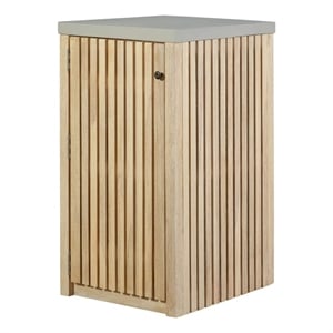 Pemberly Row Contemporary Outdoor Solid Teak Natural Look Wood Cabinet