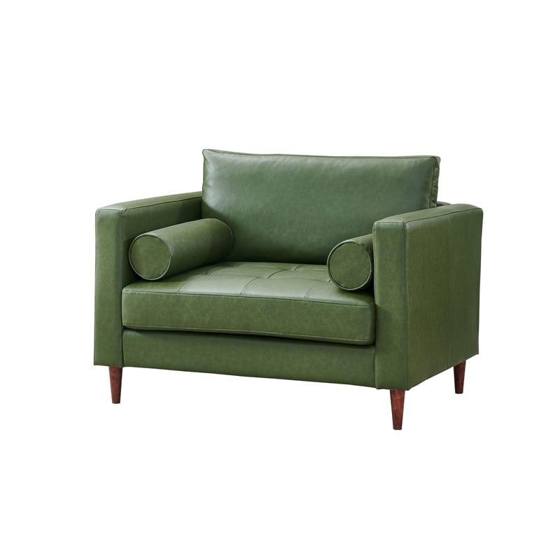Pemberly Row High Density Sponge Foam Eco Leather Arm Chair in Green