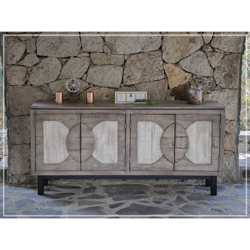 Pemberly Row Two-Tone Solid Wood Sideboard / Console in Gray
