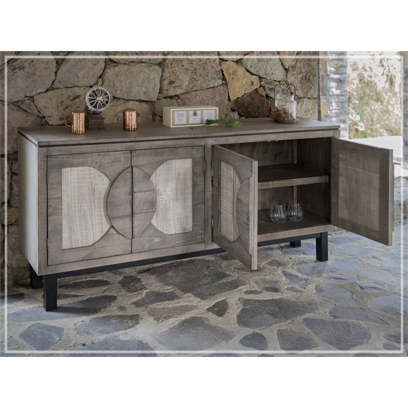 Pemberly Row Two-Tone Solid Wood Sideboard / Console in Gray