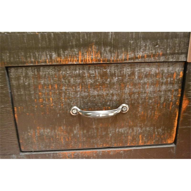 Pemberly Row Contemporary Solid Wood  Server Cabinet in Black
