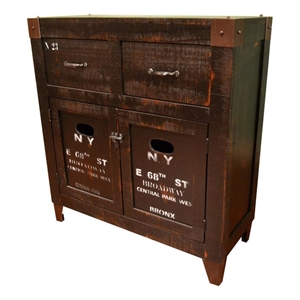 Pemberly Row Contemporary Solid Wood  Server Cabinet in Black