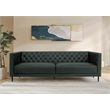 Pemberly Row Contemporary Top Grain Leather Sofa in Green Finish