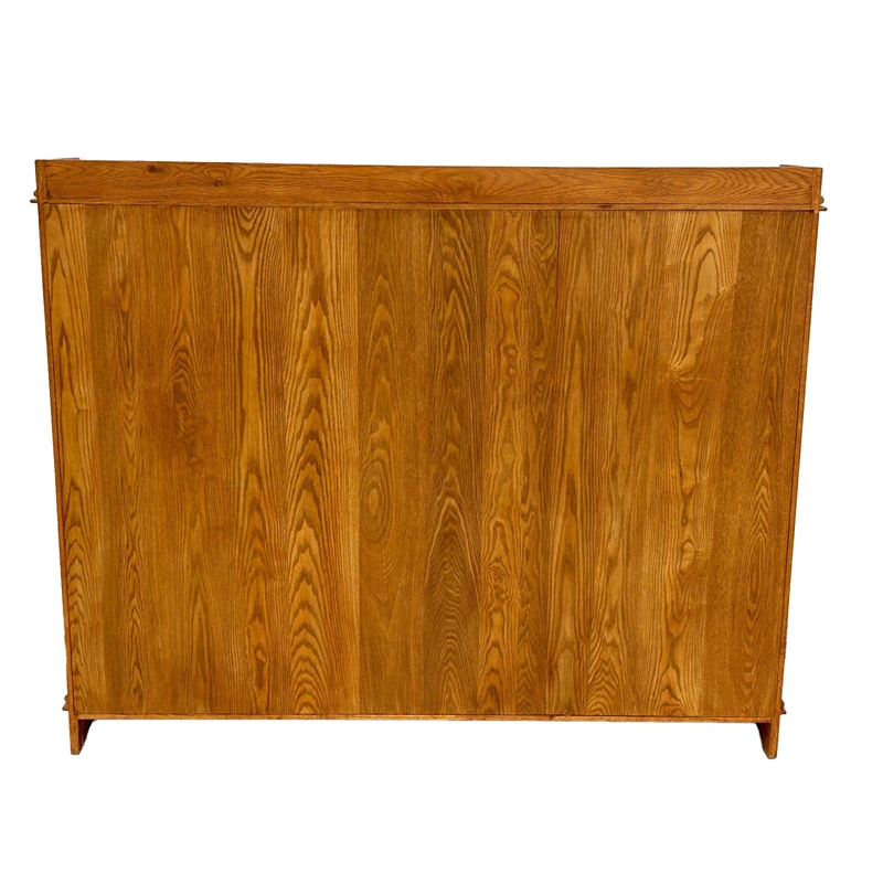 Pemberly Row Contemporary Mission Oak 3 Door Display Bookcase in Cherry