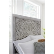 Pemberly Row Rustic Carved Platform Queen Bed - Washed White/Gray