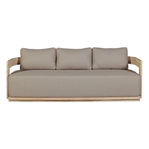 Pemberly Row Outdoor Solid Teak Wood Sofa Natural Look in Gray