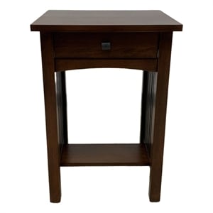 Pemberly Row Contemporary Mission 1 Drawer Spindle End Table in Walnut