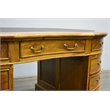Pemberly Row Mahogany Wood Leather Top Kidney Desk Light Walnut