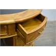 Pemberly Row Mahogany Wood Leather Top Kidney Desk Light Walnut
