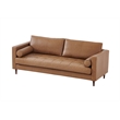 Pemberly Row High Density Sponge Foam Eco Leather Sofa in Light Brown