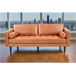 Pemberly Row Contemporary Top Grain Leather Sofa in Tan Finish