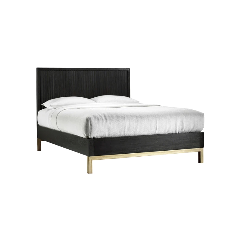 Pemberly Row Contemporary King Bedroom Set in Black and Gold