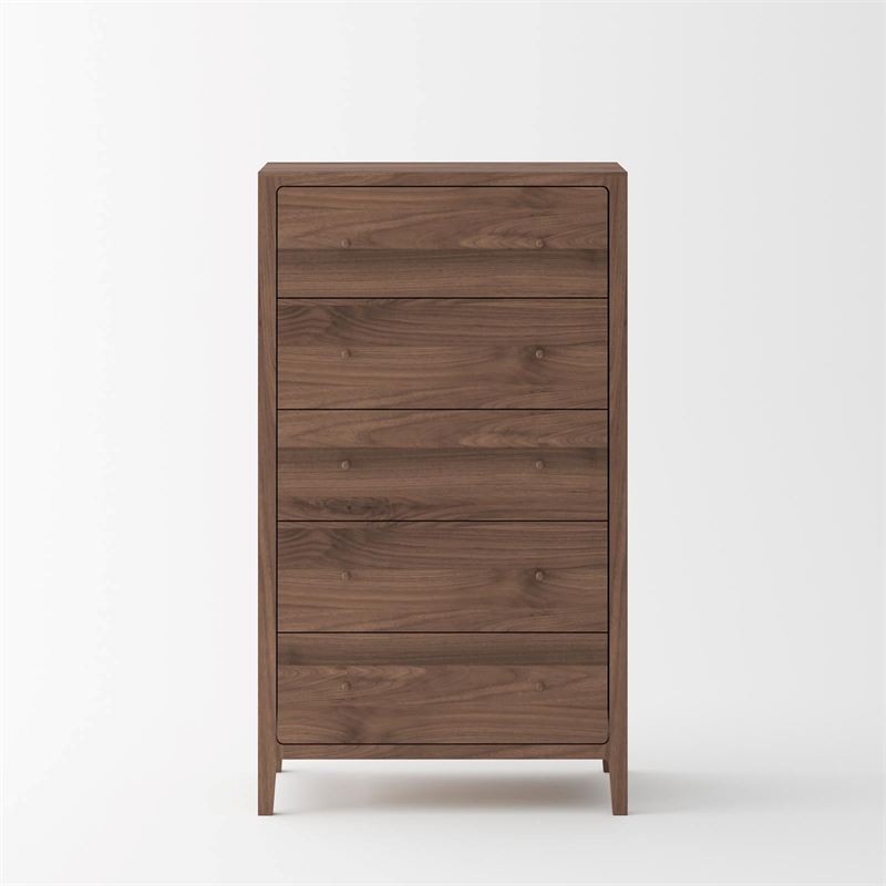Pemberly Row Mid-Century Solid Black Walnut King Bedroom Set