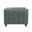 Pemberly Row Contemporary Top Grain Leather Arm Chair in Green