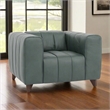 Pemberly Row Contemporary Top Grain Leather Arm Chair in Green