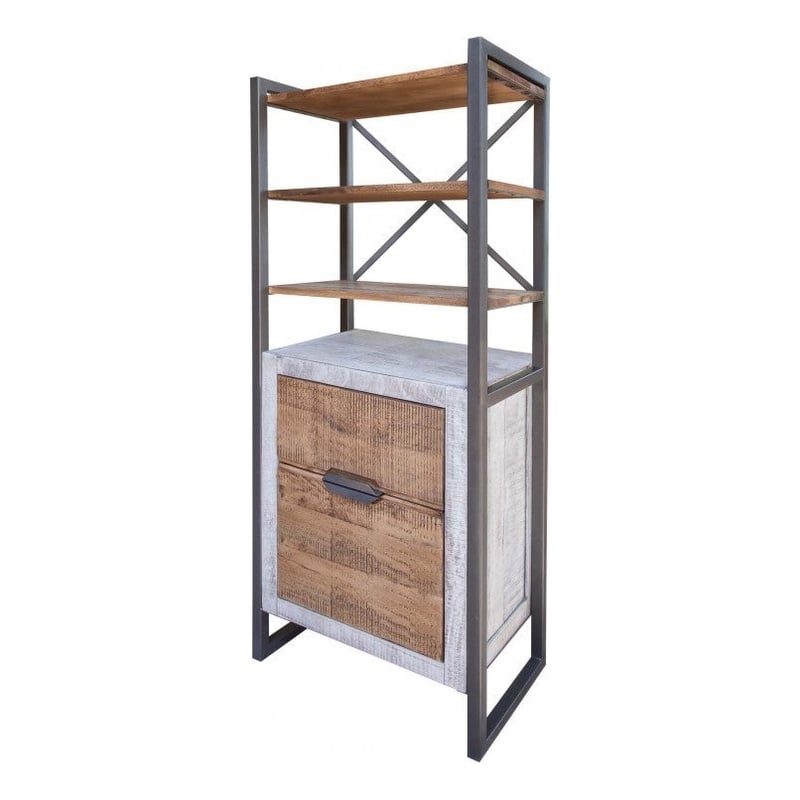 Pemberly Row Solid Wood 2 drawer 3 shelves Bookcase - Multi-Color