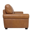 Pemberly Row Contemporary Top Grain Leather Love Seat in Tan