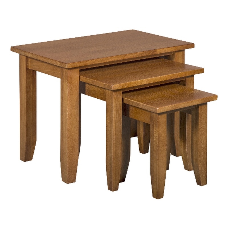 Pemberly Row Contemporary Mission Oak Nesting Tables Set of 3 in Cherry