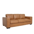 Pemberly Row Contemporary Top Grain Leather Sofa in Tan Finish