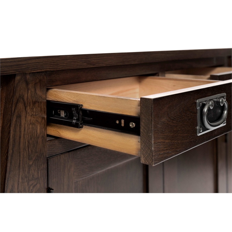 Pemberly Row Contemporary Mission Crofter Style Entry Cabinet in Walnut