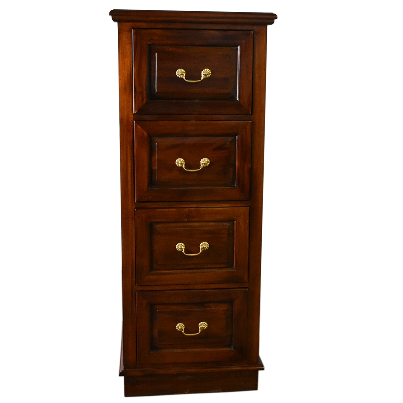 Pemberly Row Contemporary 4 Drawer File Cabinet in Brown Walnut
