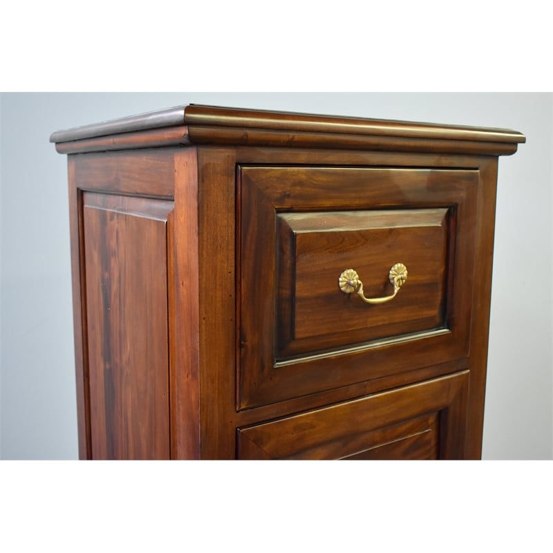 Pemberly Row Contemporary 4 Drawer File Cabinet in Brown Walnut