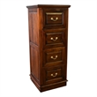 Pemberly Row Contemporary 4 Drawer File Cabinet in Brown Walnut