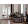Pemberly Row Contemporary Leather Arm Chair Tan in Dark Brown
