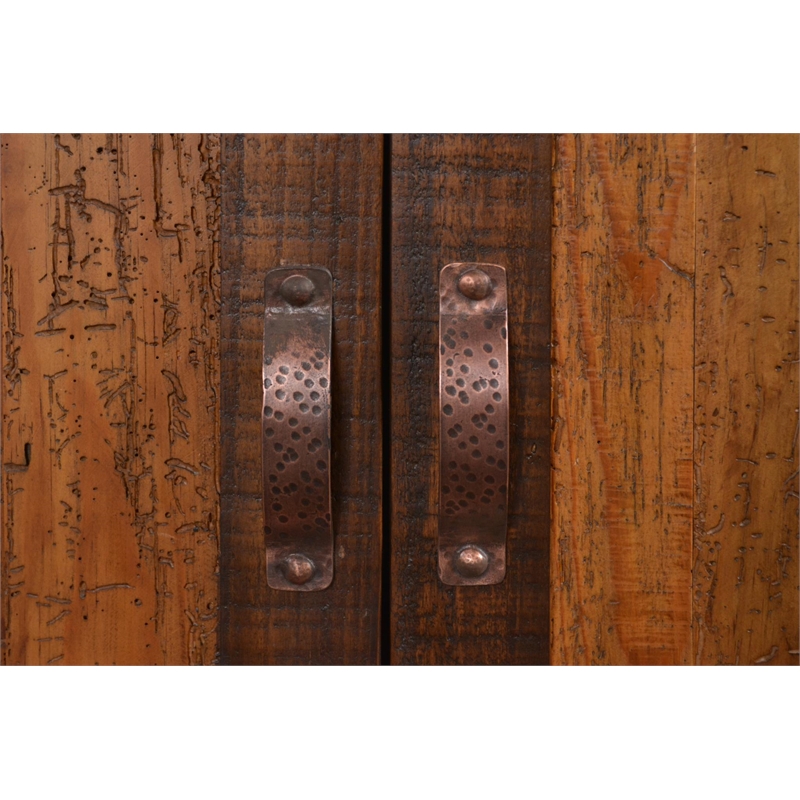 Pemberly Row Contemporary Copper China Cabinet in Copper Finish