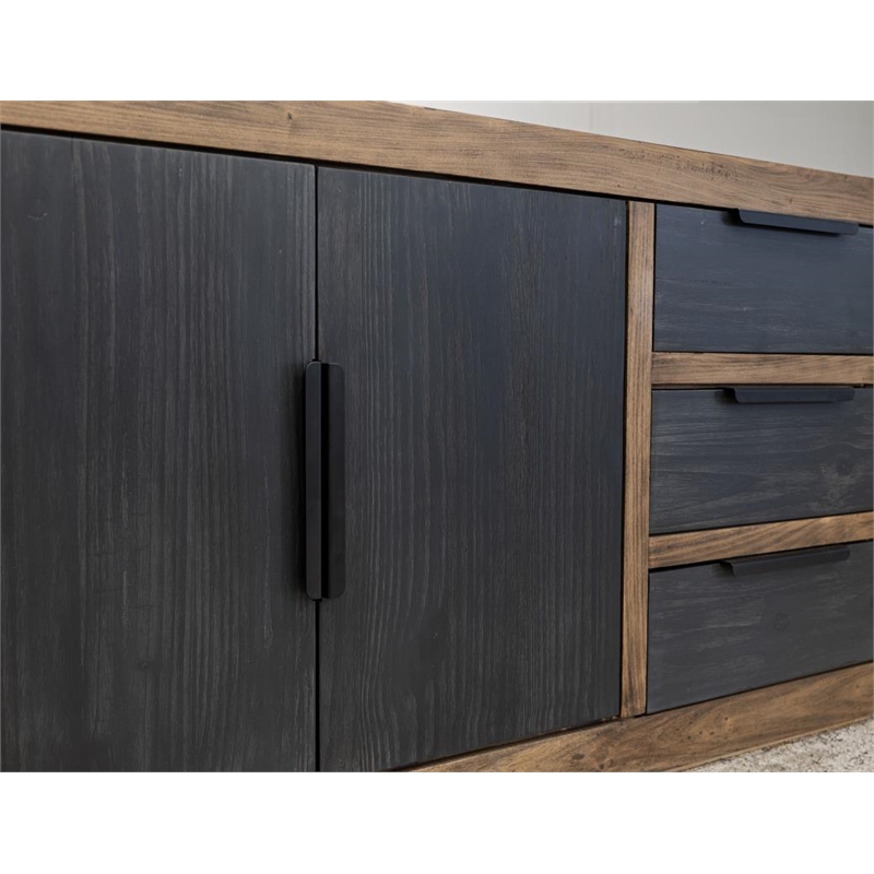 Pemberly Row Contemporary Pine Wood 6 Drawer Console in Multi-Color