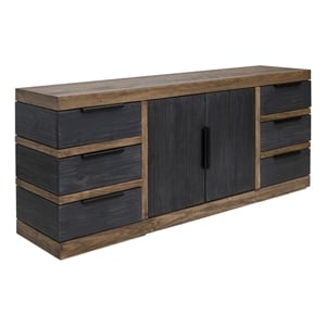 Pemberly Row Contemporary Pine Wood 6 Drawer Console in Multi-Color