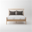Pemberly Row Mid-Century Solid White Oak Bedroom Set (Queen Bed + 2 Nightstands)