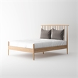 Pemberly Row Mid-Century Solid White Oak Bedroom Set (Queen Bed + 2 Nightstands)