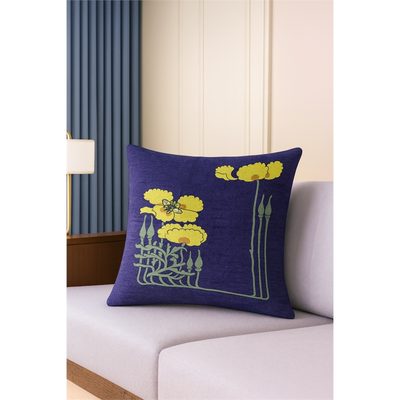 Pemberly Row Luxury Arts & Crafts Sofa Cushions Cover + Insert in Multi Color