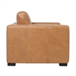 Pemberly Row Contemporary Top Grain Italian Leather Arm Chair in Tan